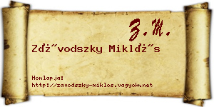 Závodszky Miklós névjegykártya