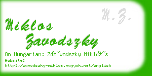 miklos zavodszky business card